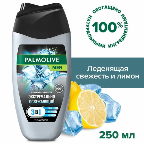 Гель для душа 3 в 1 для лица, волос и тела 250 мл, PALMOLIVE MEN