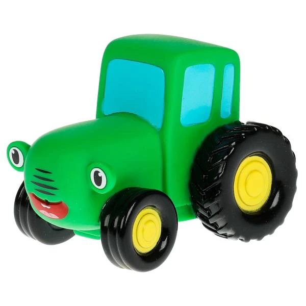 Игрушка пластизоль для ванны СИНИЙ ТРАКТОР 10 см, 1шт, сетка зеленый КАПИТОШКА
