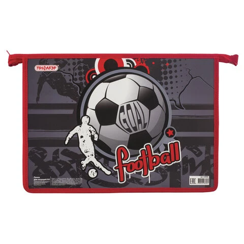 Папка для тетрадей ПИФАГОР А4, 1 отделение, картон, молния сверху,