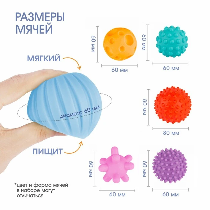 Подарочный набор развивающих мячиков «Голубая ёлочка» 6 шт. Подарочный набор развивающих мячиков «Голубая ёлочка» 6 шт.