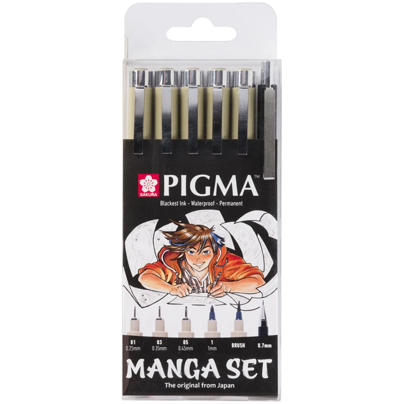 Набор капиллярных ручек Sakura "Pigma Micron Manga" 6шт,