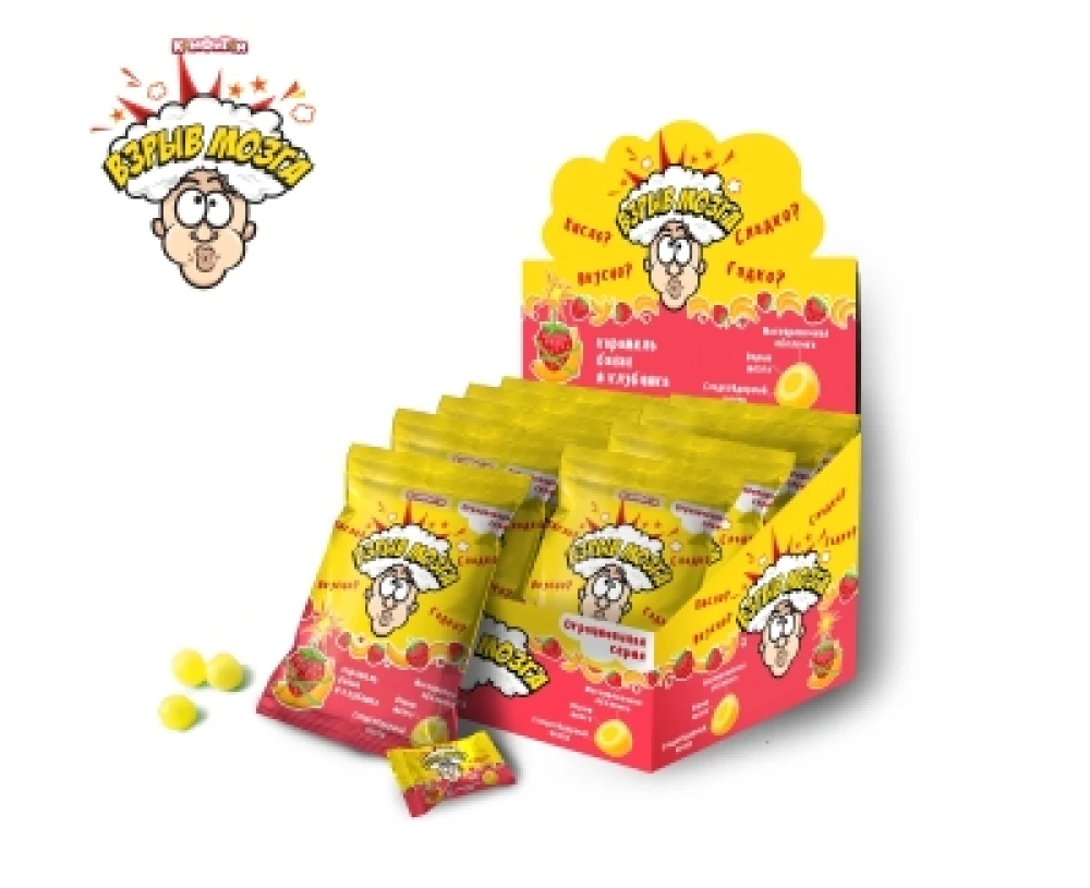 ВЗРЫВ МОЗГА карамель со вкусом банана и клубники ВЗРЫВ МОЗГА карамель со вкусом банана и клубники