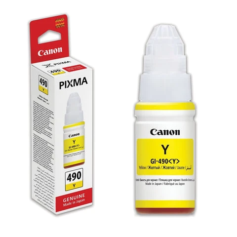 Чернила CANON (GI-490Y) для СНПЧ Pixma G1400\G2400\G3400, желтый, ресурс 7000