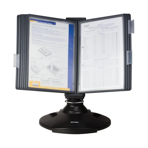 Демосистема настольная на 10 панелей, с 10 серыми панелями А4, вращающаяся,