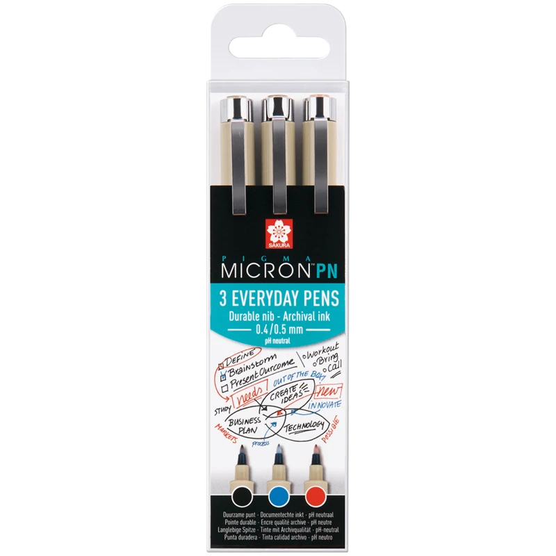 Набор капиллярных ручек Sakura "Pigma Micron PN" 3шт,