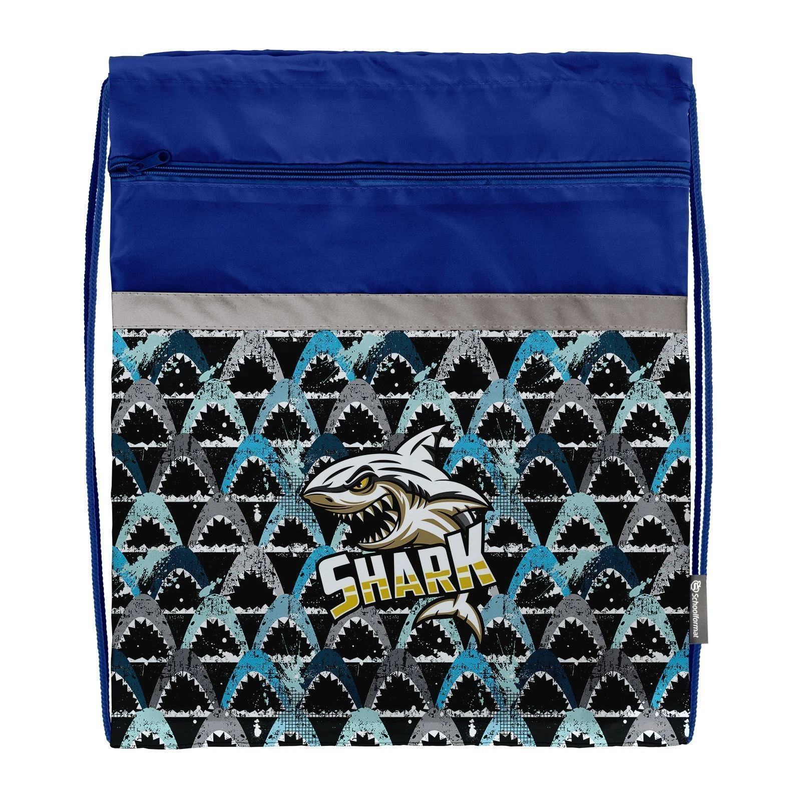 Мешок для обуви Schoolformat SHARK-SKELETON 49х41 см большой с карманом для