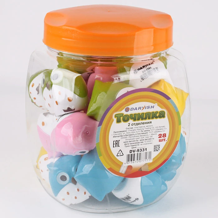 Точилка пластиковая "Darvish" 2 отдел. с контейнером в форме совы Точилка пластиковая "Darvish" 2 отдел. с контейнером в форме совы