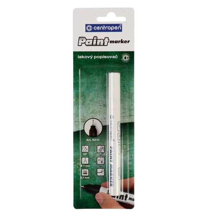 Маркер - краска (лаковый) 1.0 мм Centropen 9211, линия 0,7 мм, цвет белый