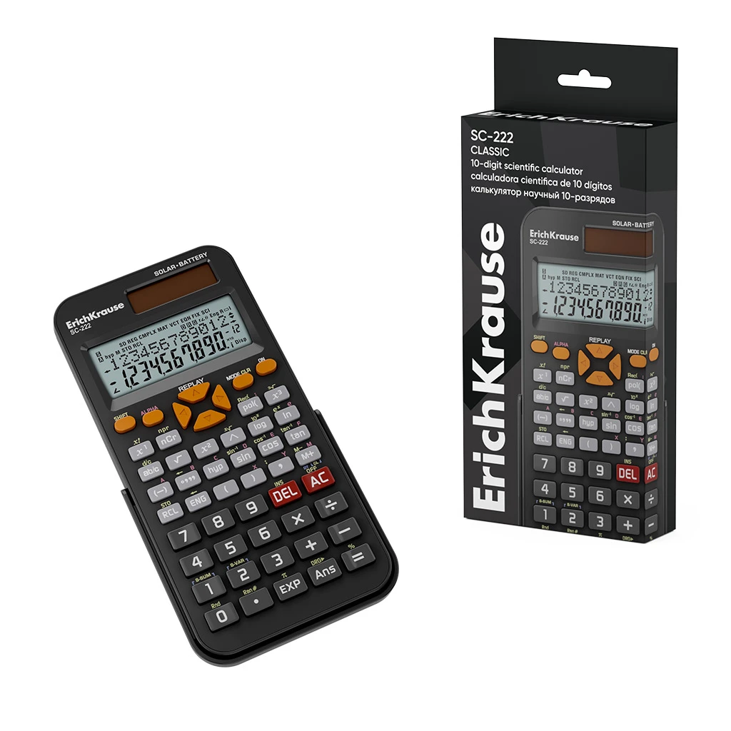 Калькулятор научный 10-разрядов Erich Krause SC-222 Classic, 240 функций, черный
