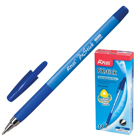 Ручка шариковая с грипом BEIFA (Бэйфа) "A Plus", СИНЯЯ, корпус синий,