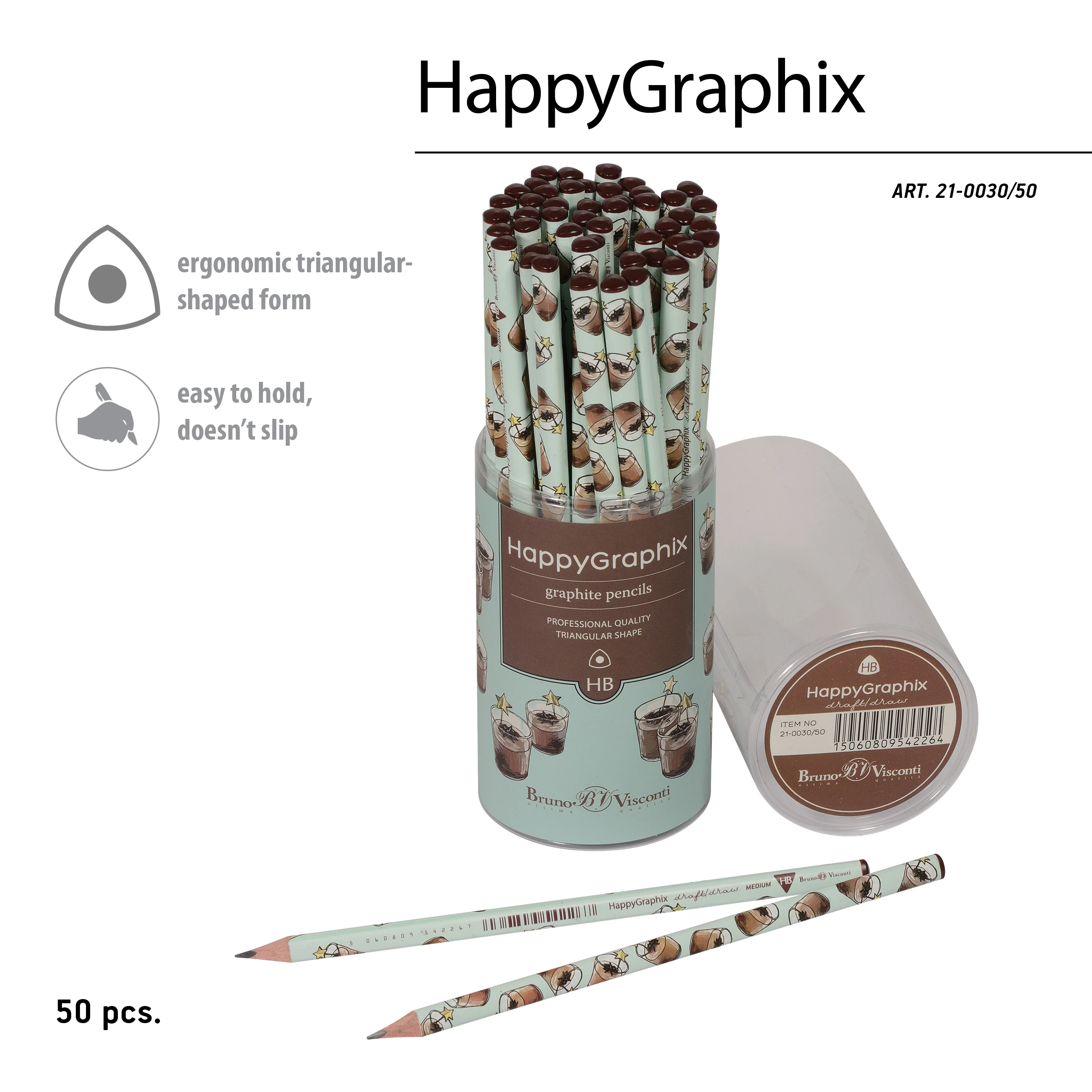 КАРАНДАШ ЧЕРНОГРАФИТОВЫЙ "HappyGraphix. Кофемания.Тирамису" НВ