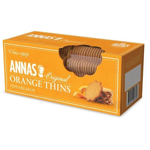 Печенье песочное апельсиновое тонкое ANNAS "Orange Thins" (Швеция),