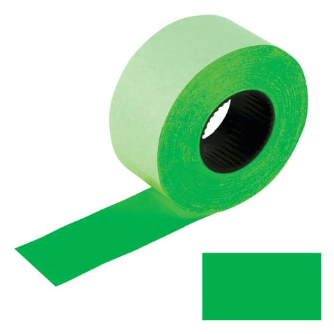 Этикет-лента 26х16 мм, прямоугольная, зеленая, КОМПЛЕКТ 5 рулонов по 800 шт.,