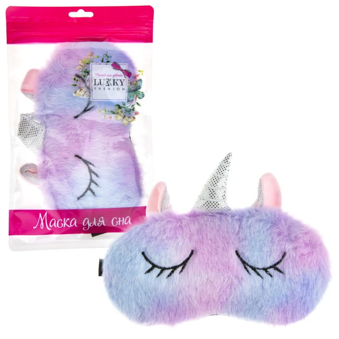 LUKKY FASHION маска для сна Единорог плюшевый розовый, 24,6х14,6, пакет LUKKY FASHION маска для сна Единорог плюшевый розовый, 24,6х14,6, пакет