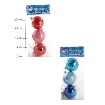 Новогодний шар искра/блест./стекл.7см 3шт.в пак.2 цвета