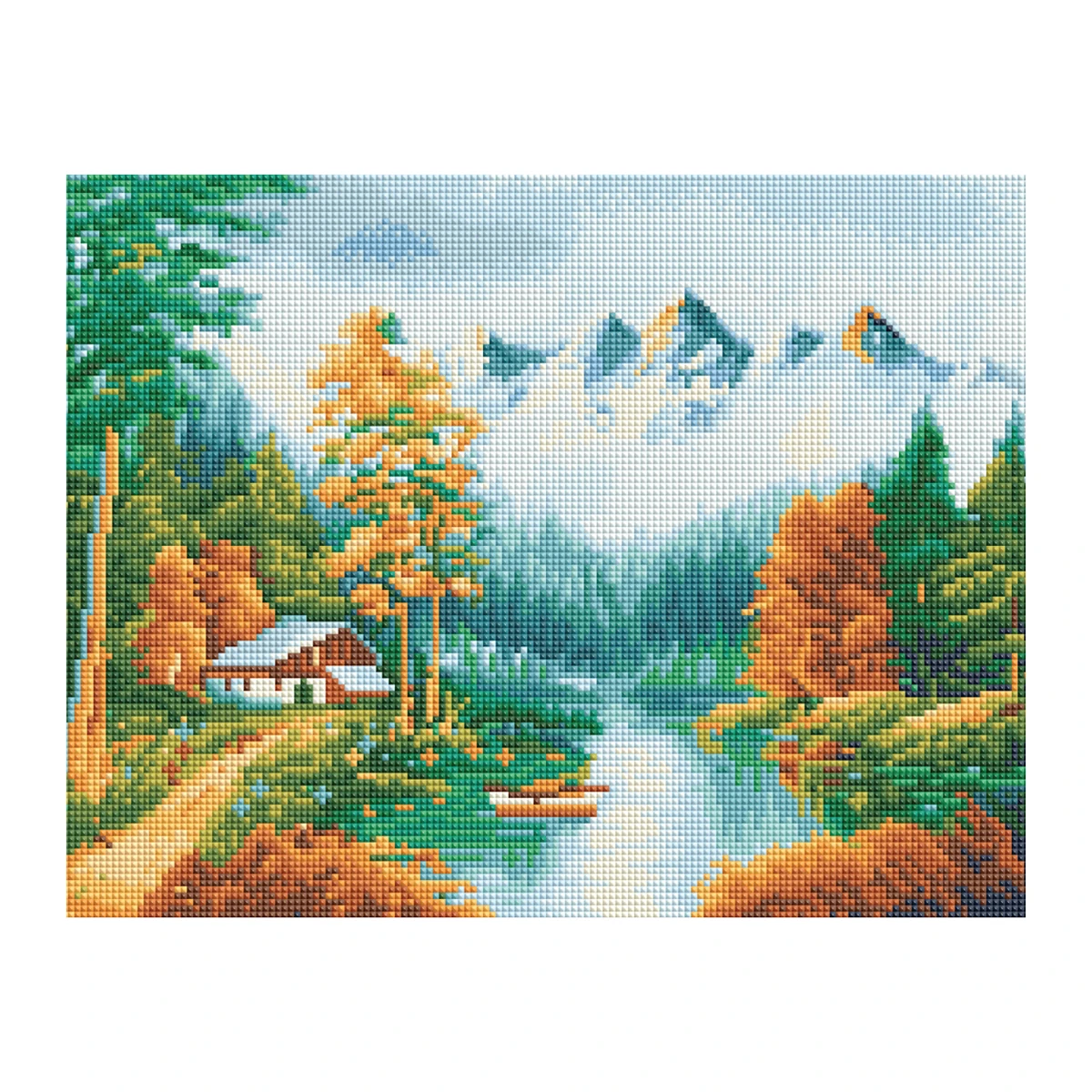 Алмазная мозаика ТРИ СОВЫ "Осень в горах", 30*40см, холст, картонная