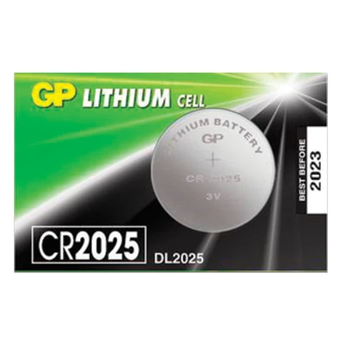 Батарейка GP Lithium, CR2025, литиевая, 1 шт., в блистере (отрывной блок),