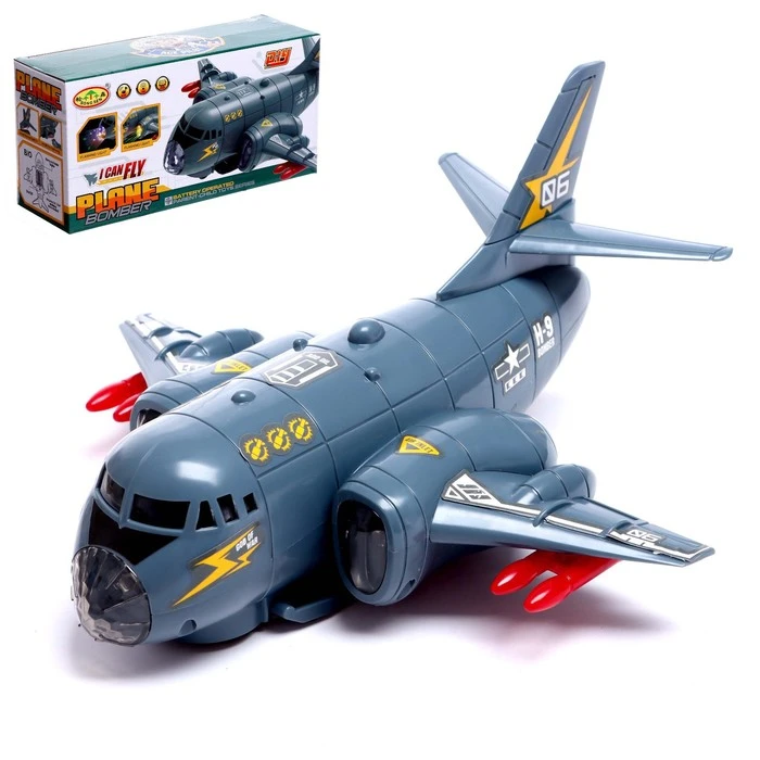 Самолет «Транспортный», работает от батареек, световые и звуковые эффекты, цвет Самолет «Транспортный», работает от батареек, световые и звуковые эффекты, цвет