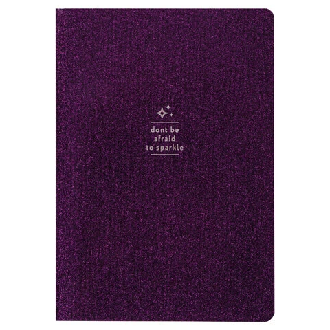 Тетрадь 48 л. в клетку обложка кожзам с блестками, сшивка, A5 (147х210мм),