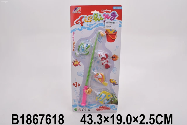 Рыбалка пластиковая "МАЛЕНЬКИЕ РЫБКИ-1" (4 рыбки, 1 удочка) (блистер)