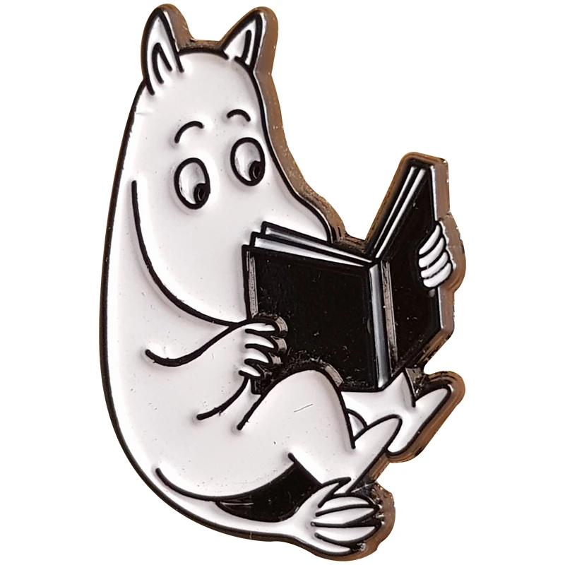 Значок металлический Подписные издания "Муми-тролль с книгой", эмаль,