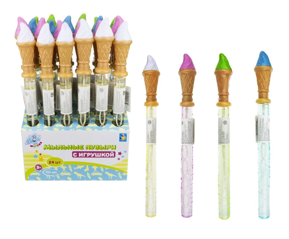 1toy Мы-шарики! Мыльные пузыри, колба с игрушкой мороженка 110мл. Т17229