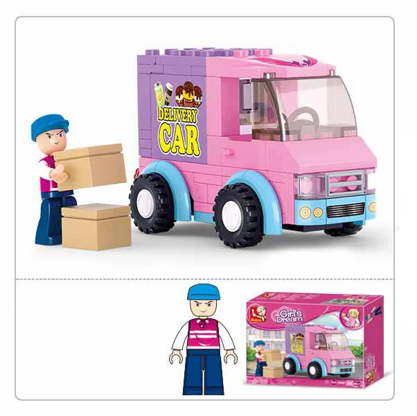 Конструктор пластиковый SLUBAN. Розовая мечта. Доставка товара (102 детали,1