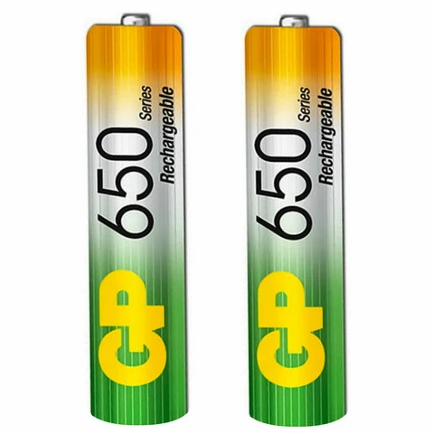 Батарейки аккумуляторные GP, AAA, Ni-Mh, 650 mAh, комплект 2 шт., в блистере,