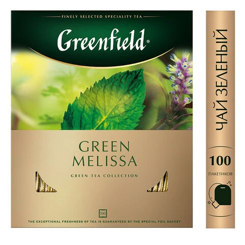 Чай GREENFIELD (Гринфилд) "Green Melissa", зеленый, с мятой, 100