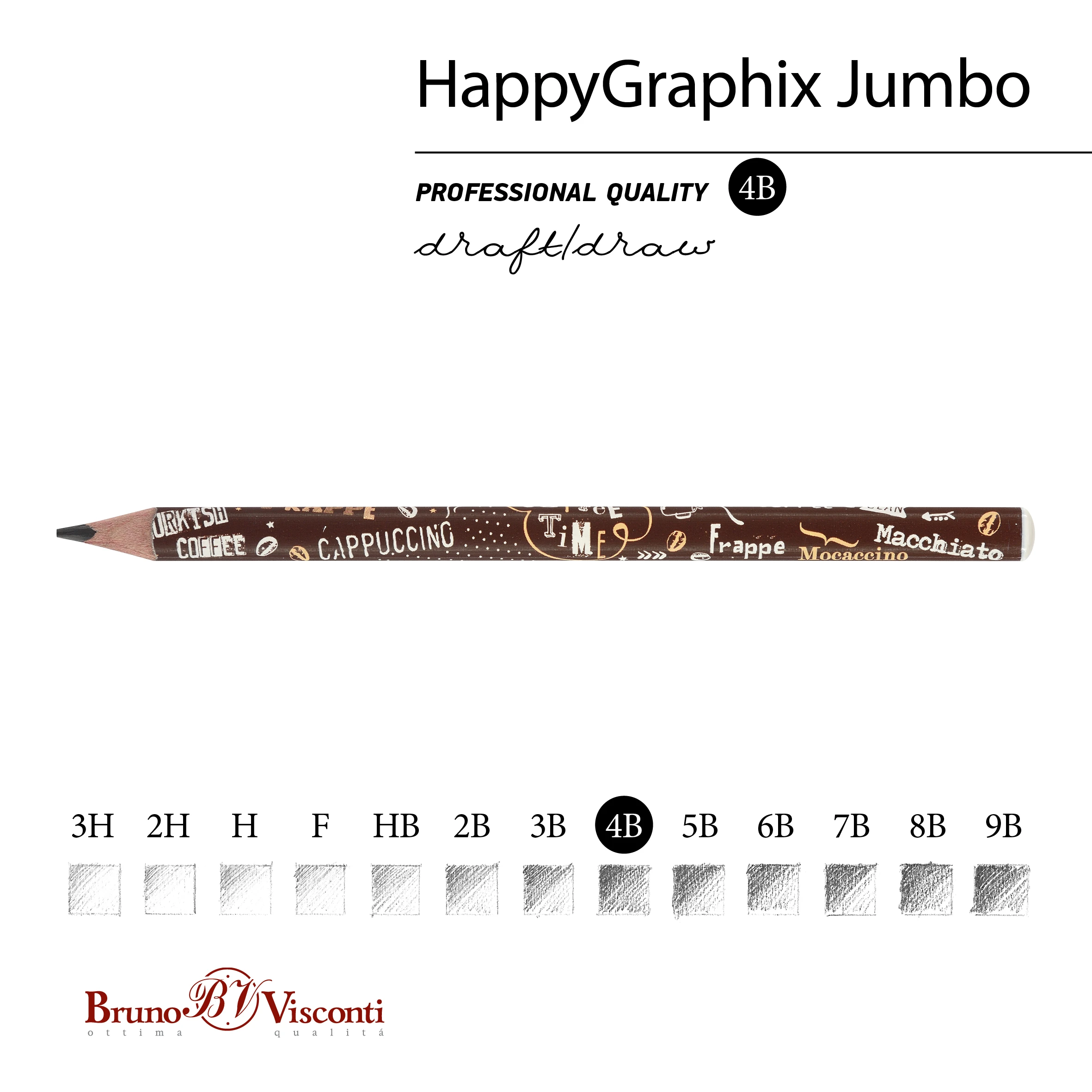 КАРАНДАШ ЧЕРНОГРАФИТОВЫЙ "HappyGraphix Jumbo. Coffee Time. Эспрессо"