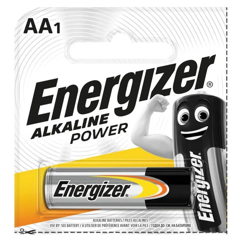 Батарейка ENERGIZER Alkaline Power, AA (LR06, 15А), алкалиновая, 1 шт., в