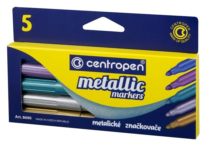 Набор маркеров спец. CENTROPEN METALLIC 2-3 мм пулевидный 5 цв.