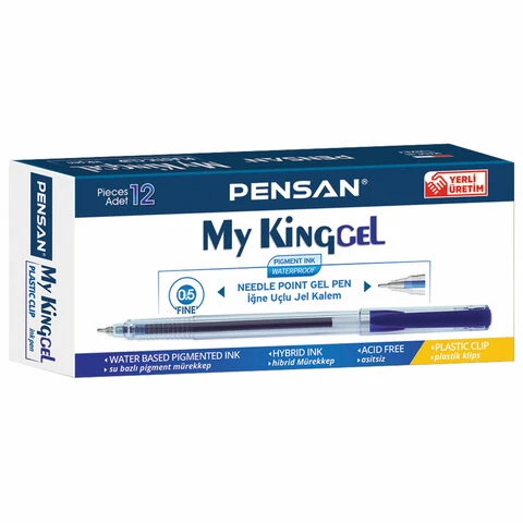 Ручка гелевая PENSAN My King Gel, СИНЯЯ, игольчатый узел 0,5мм, линия 0,4мм,