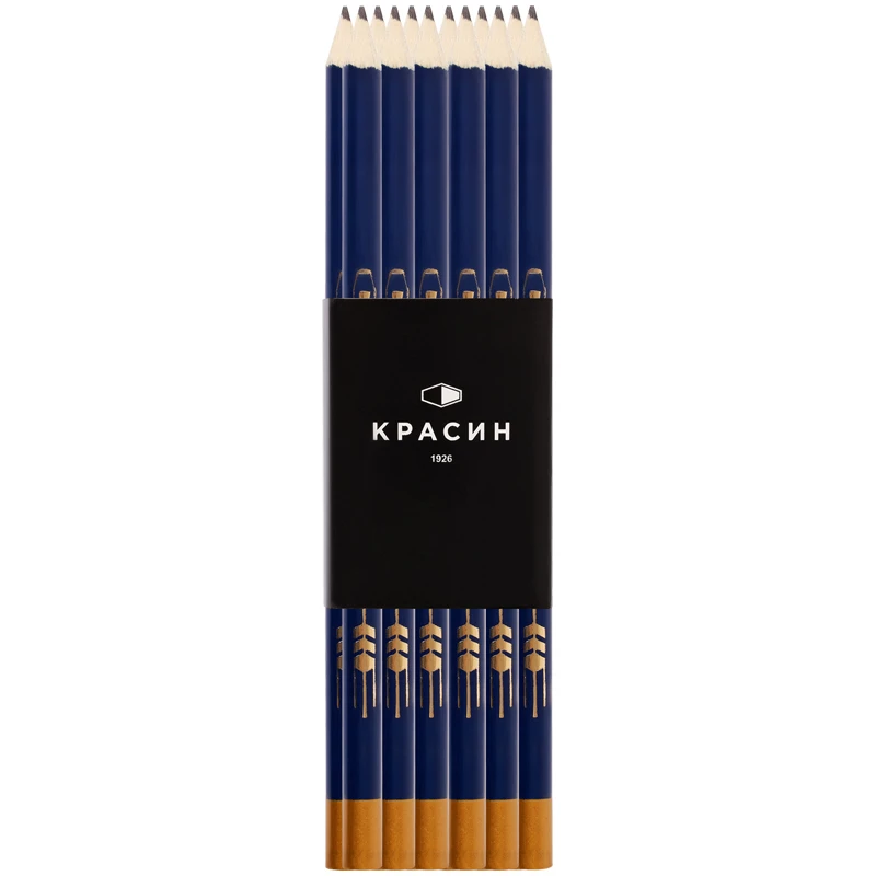 Карандаш чернографитный Красин "Россия" ТМ (HB) круглый, корпус синий