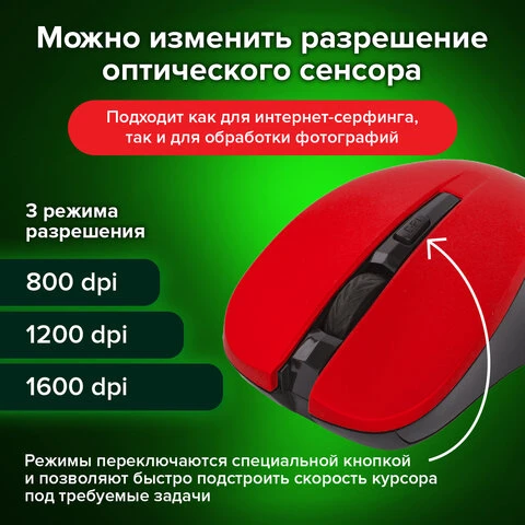 Мышь беспроводная с бесшумным кликом SONNEN V18, USB, 800/1200/1600 dpi, 4