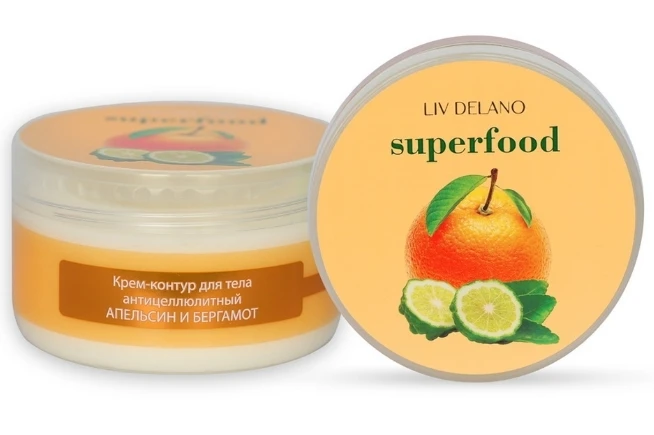 LIV DELANO SUPERFOOD Крем-контур для тела антицеллюлитный АПЕЛЬСИН И БЕРГАМОТ,