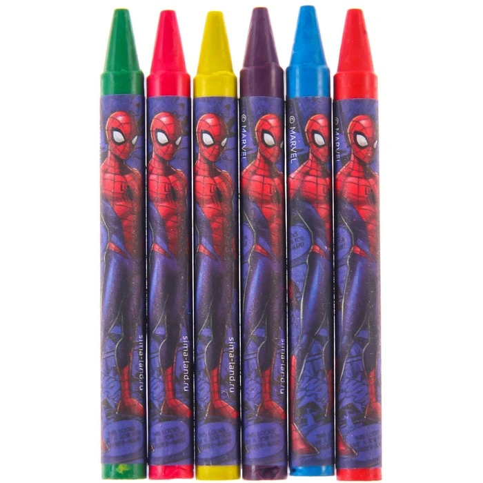 Восковые карандаши Человек-Паук, набор 6 цветов Восковые карандаши Человек-Паук, набор 6 цветов
