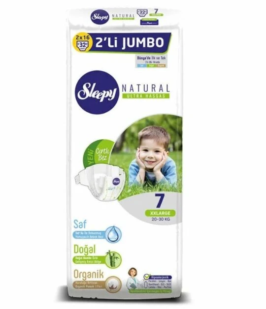 Sleepy Natural подгузники Double Jumbo Pack XXLarge-32 р.7 (20-30кг.)