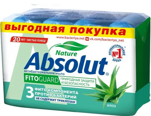 ВЕСНА Мыло антибактериальное ABSOLUT FitoGuard алоэ, 4х75г, арт.6065