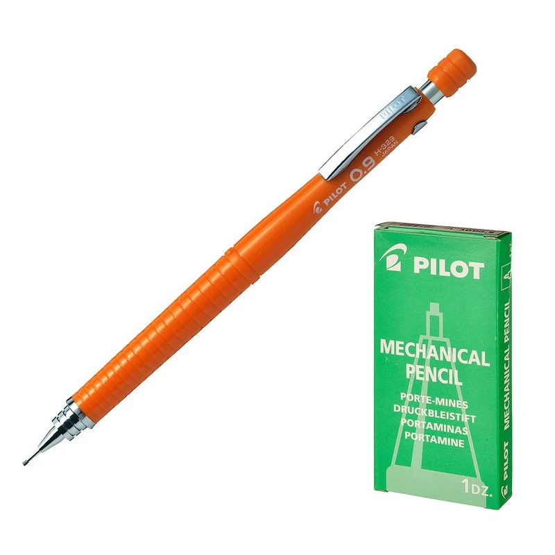 Карандаш механический PILOT H-329 0,9мм оранжевый Япония штр.  4902505221538