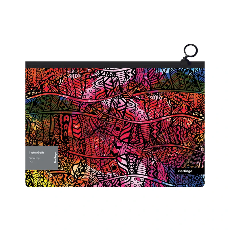 Папка-конверт на молнии Berlingo "Labyrinth" A4, 180мкм, с рисунком