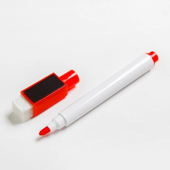 Маркер цветной на водной основе с губкой и с магнитом, 2 ? 1,5 ? 11 см, красный