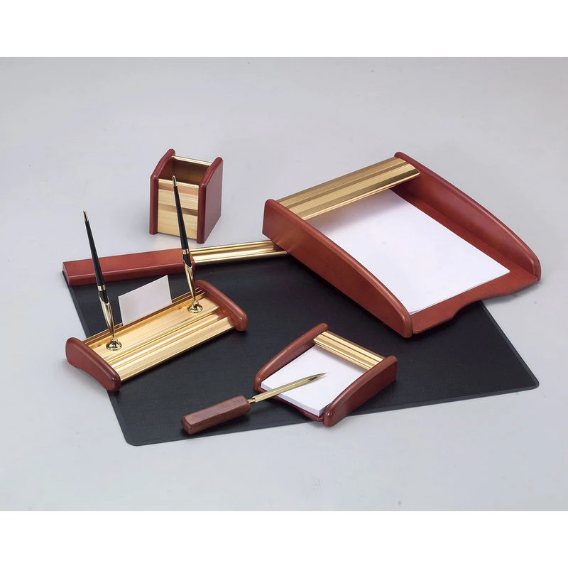 Набор настольный дерево+мет. 6 предм. G/RS6MU красное дерево/позолота штр. 