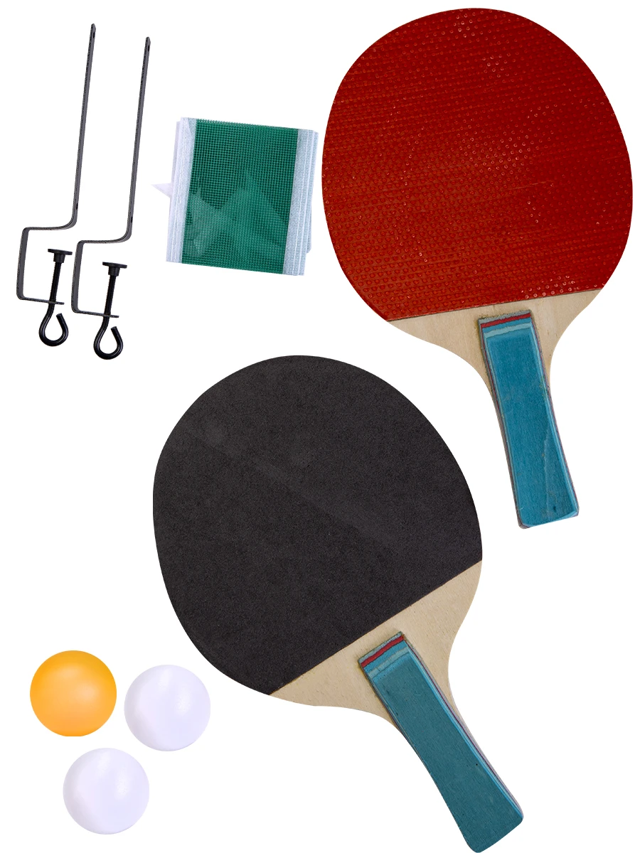 Набор для игры в настольный теннис (2 ракетки, 3 шарика, сетка) толщина 7мм, в