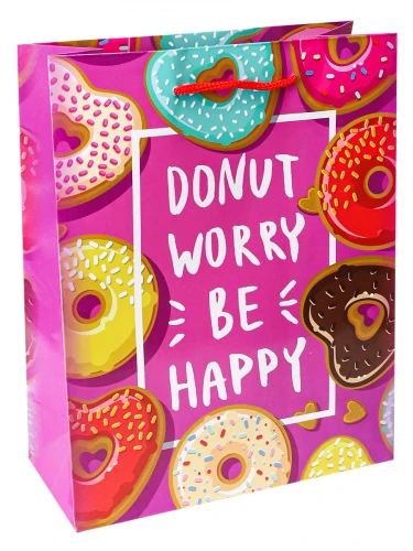 Optima Пакет подарочный с глянцевой ламинацией 11,5x14,5x6 см (S) Пончики