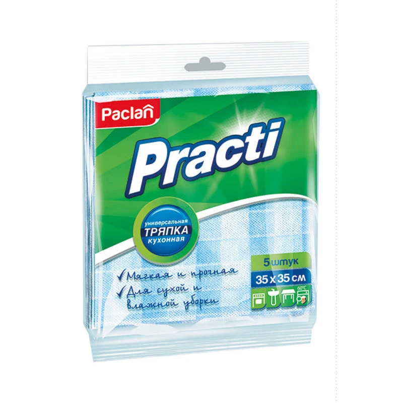 Салфетка хозяйственная универсальная вискоза 35х35cм 5шт./уп. PACLAN штр. Салфетка хозяйственная универсальная вискоза 35х35cм 5шт./уп. PACLAN штр.