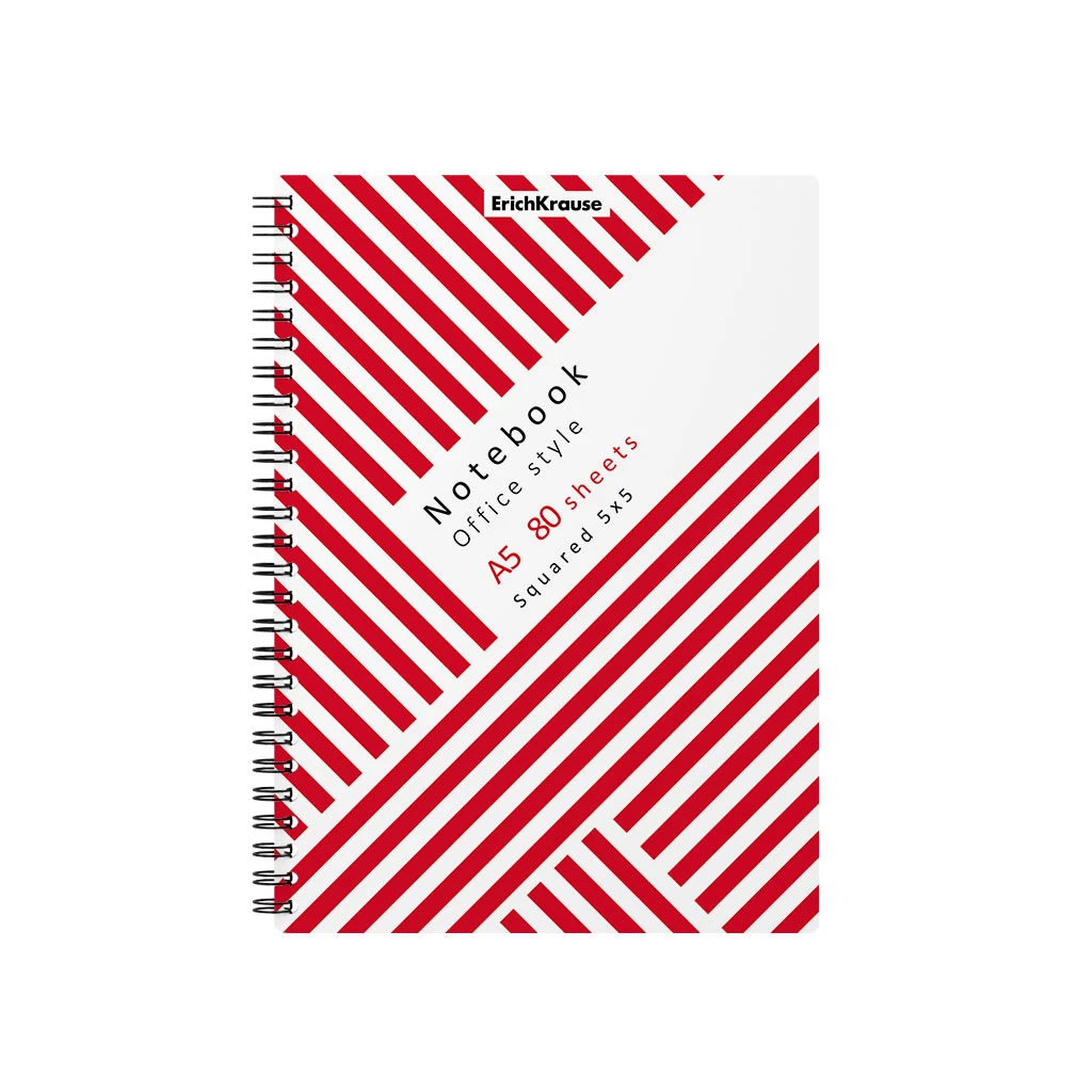 Тетрадь общая с пластиковой обложкой на спирали ErichKrause® Red Concept, А5, 80