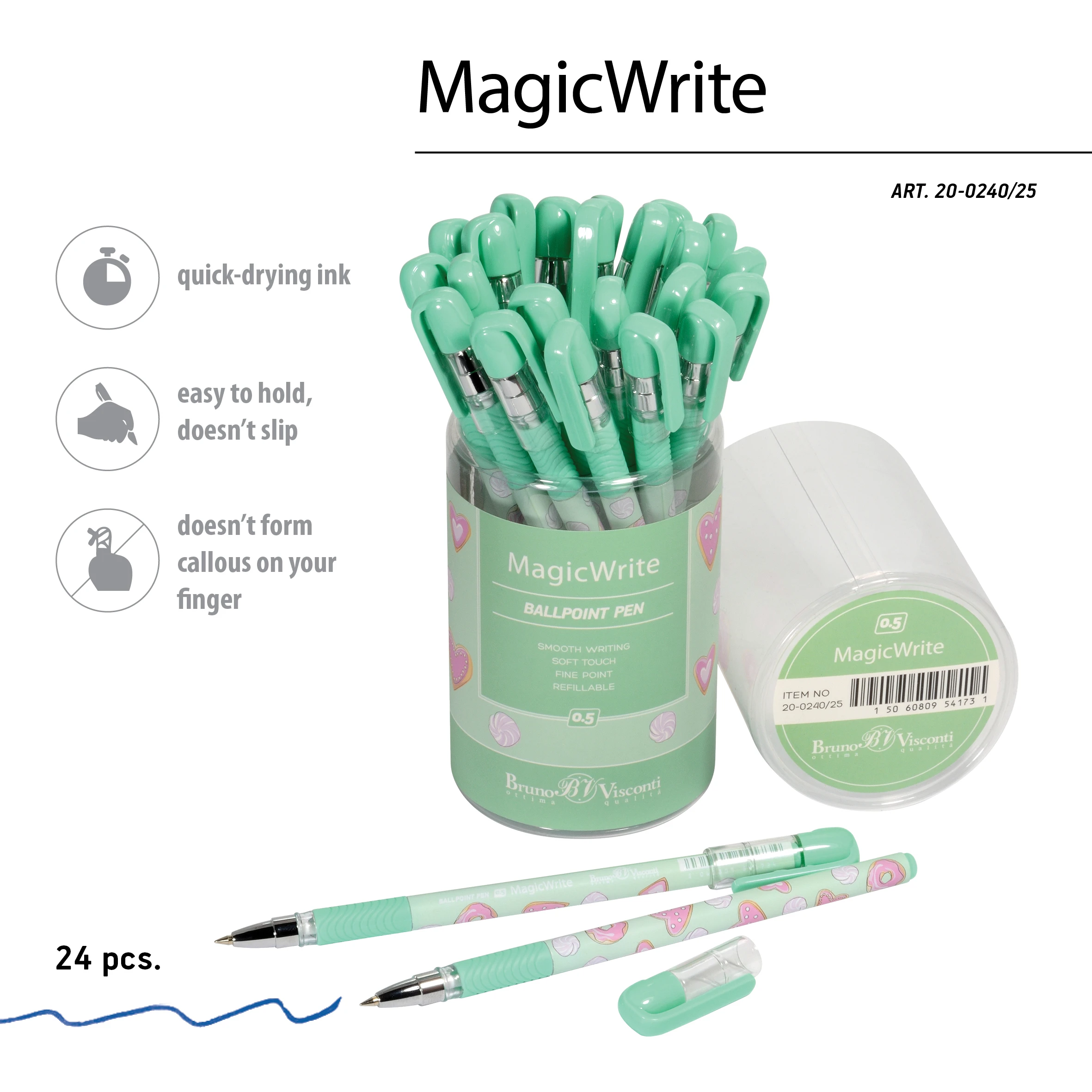 РУЧКА "MagicWrite. Сладкое настроение. Сердечки" ШАРИКОВАЯ, 0.5 ММ,