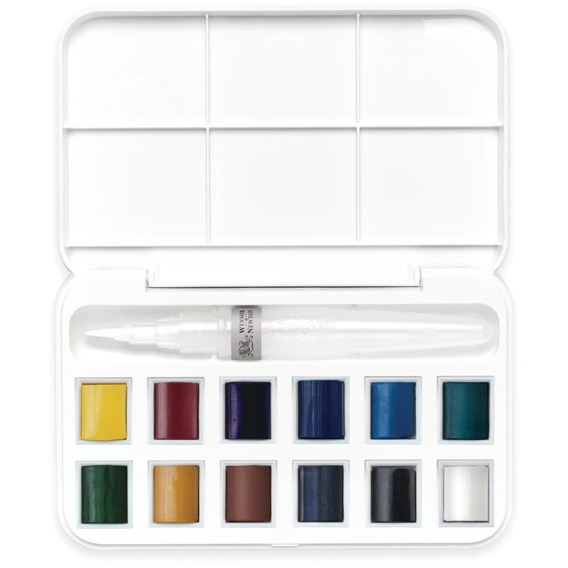 Акварель Winsor&Newton "Cotman", 12 мал. кюв., + кисть с резервуаром,