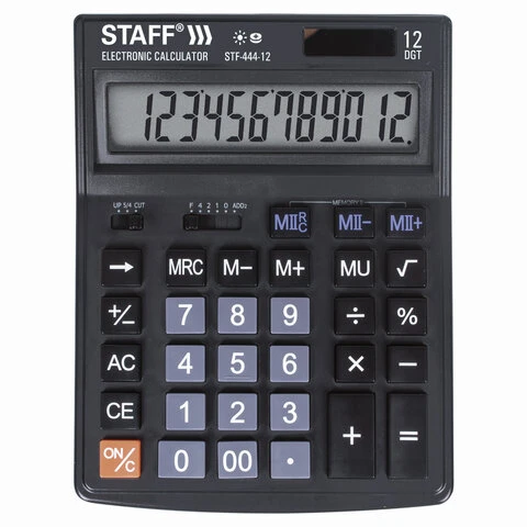 Калькулятор настольный STAFF STF-444-12 (199x153 мм), 12 разрядов, двойное